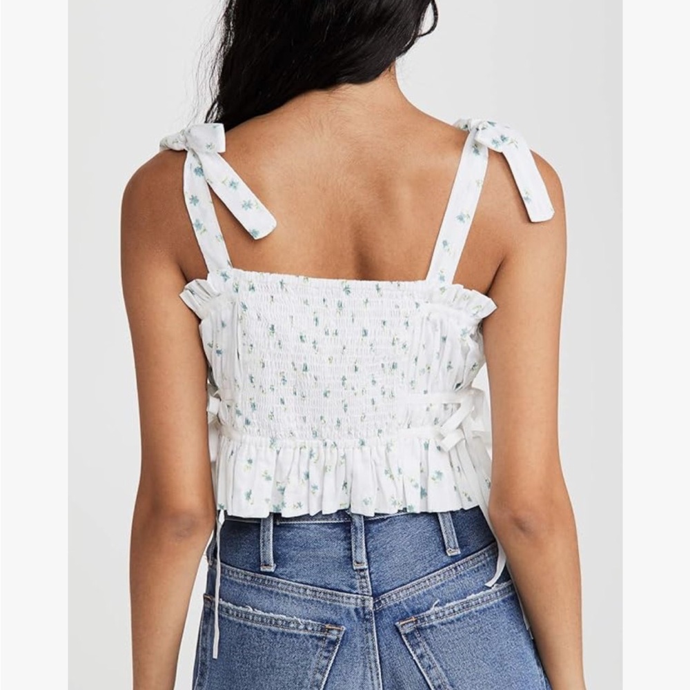 Playa Lucila Pleated Floral Top In White Floral medium - Picture 2 of 7